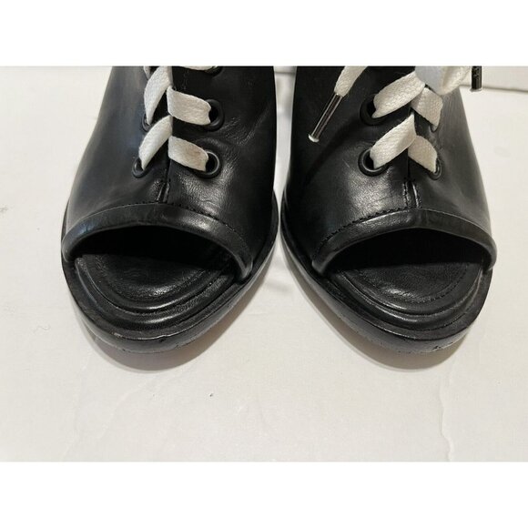 Rag & Bone Trafford Lace-Up Booties Black Leather size 6-1/2 Open Toe sling back - Picture 4 of 11
